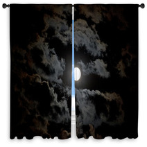 Full Moon And Clouds On Night Sky Window Curtains 14709464