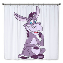 Funny And Happy Cartoon Donkey Is Sitting And Smiling Bath Decor 99791829