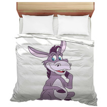 Funny And Happy Cartoon Donkey Is Sitting And Smiling Bedding 99791829