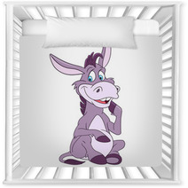 Funny And Happy Cartoon Donkey Is Sitting And Smiling Nursery Decor 99791829