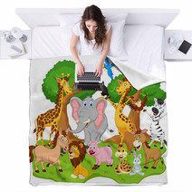 Funny Animal Cartoon Blankets 60239926