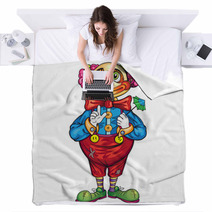 Funny Cartoon Clown On A White Background Blankets 63893709