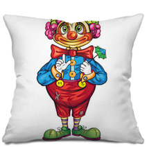 Funny Cartoon Clown On A White Background Pillows 63893709
