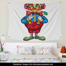 Funny Cartoon Clown On A White Background Wall Art 63893709