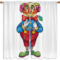 Funny Cartoon Clown On A White Background Window Curtains 63893709
