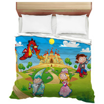 Funny Cartoon Illustration With Background. Bedding 19875295