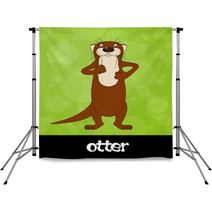 Funny Cartoon Otter With Animal Name Backdrops 54073553