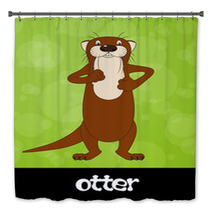 Funny Cartoon Otter With Animal Name Bath Decor 54073553