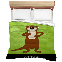 Funny Cartoon Otter With Animal Name Bedding 54073553