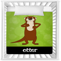 Funny Cartoon Otter With Animal Name Nursery Decor 54073553