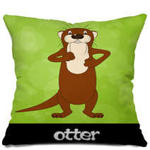 Funny Cartoon Otter With Animal Name Pillows 54073553