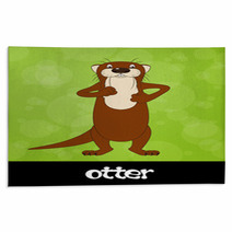 Funny Cartoon Otter With Animal Name Rugs 54073553