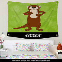 Funny Cartoon Otter With Animal Name Wall Art 54073553