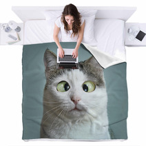 Funny Cat At Ophtalmologist Appointmet Blankets 138823172