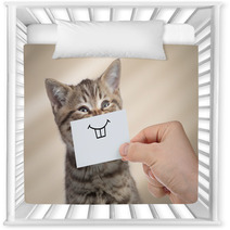 Funny Cat With Smile On Cardboard Nursery Decor 193384026