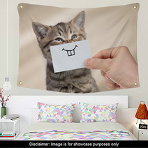Funny Cat With Smile On Cardboard Wall Art 193384026