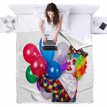 Funny Clown Isolated On The White Blankets 51851956