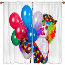 Funny Clown Isolated On The White Window Curtains 51851956