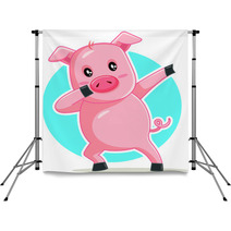 Funny Dabbing Pig Vector Cartoon Backdrops 235906838