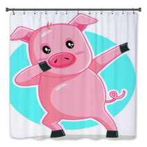 Funny Dabbing Pig Vector Cartoon Bath Decor 235906838