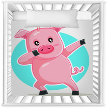 Funny Dabbing Pig Vector Cartoon Nursery Decor 235906838