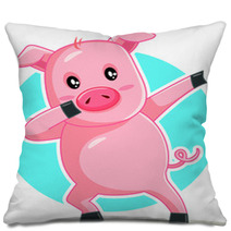 Funny Dabbing Pig Vector Cartoon Pillows 235906838