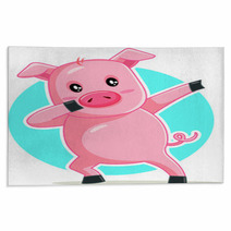 Funny Dabbing Pig Vector Cartoon Rugs 235906838
