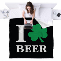 Funny I Love Beer - Shamrock Instead Heart Blankets 46231768