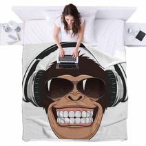 Funny Monkey With Glasses Blankets 86648046