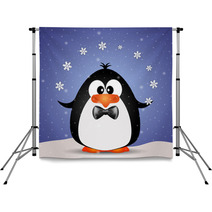 Funny Penguin Playing With Snowflakes Backdrops 72618767