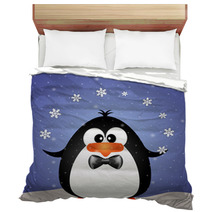 Funny Penguin Playing With Snowflakes Bedding 72618767
