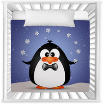 Funny Penguin Playing With Snowflakes Nursery Decor 72618767
