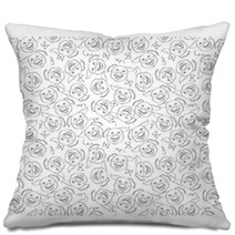 Funny Pig Face Doodle Seamless Pattern Pillows 233467014