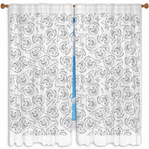 Funny Pig Face Doodle Seamless Pattern Window Curtains 233467014
