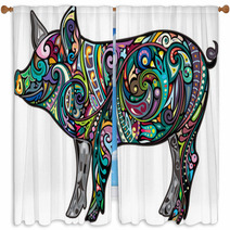 Funny Pig Window Curtains 75823935
