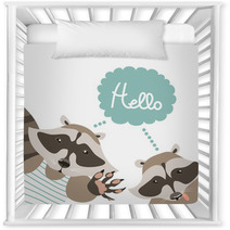 Funny Raccoons Say Hello Nursery Decor 84957371