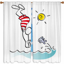 Funny Swimmer Window Curtains 33439058