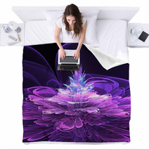Futuristic Fractal Flower Blankets 55545390