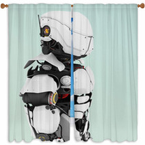 Futuristic Robot. Window Curtains 63356848