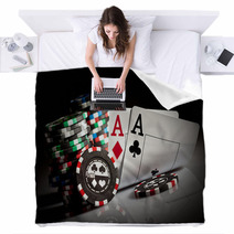 Gambling Chips And Aces Blankets 18213077