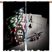 Gambling Chips And Aces Window Curtains 18213077