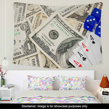 Game Cards And Dices For Banknotes. Wall Art 66485447