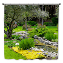 Garden With Pond In Asian Style Bath Decor 46008614