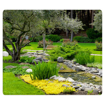 Garden With Pond In Asian Style Rugs 46008614
