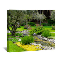 Garden With Pond In Asian Style Wall Art 46008614