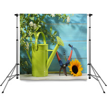 Gardening Tools And Flower Backdrops 65932637
