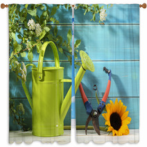 Gardening Tools And Flower Window Curtains 65932637