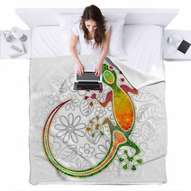 Gecko Floral Tribal Art Blankets 61713522