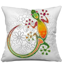 Gecko Floral Tribal Art Pillows 61713522