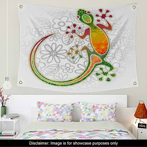 Gecko Floral Tribal Art Wall Art 61713522